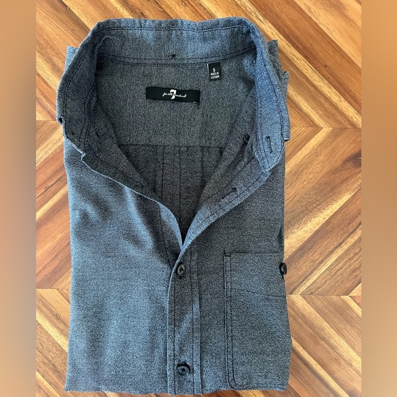 7 For All Mankind Mens Charcoal Button Down - Picture 4 of 5